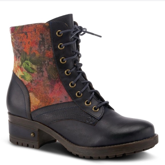 L'artiste Shoes - L’artiste lartiste Marty spring step blue navy floral red zip up size 37